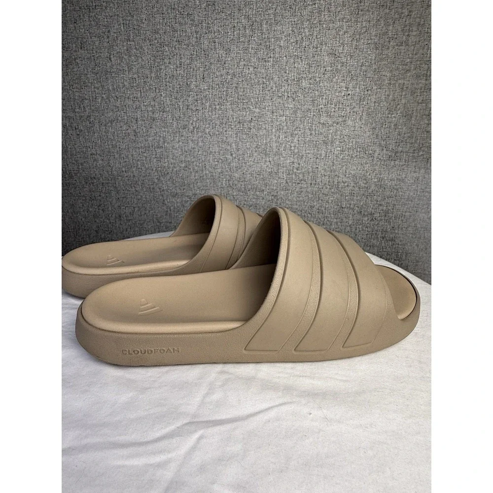 Adidas ZNSORY Cloudfoam EVA 3 Stripe Sport Slip-On Slide Sandals Brown Men's 9